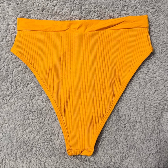 L*Space Orange Pointelle High-Waisted Frenchi Bitsy Cut Bikini Bottoms - Picture 9 of 15